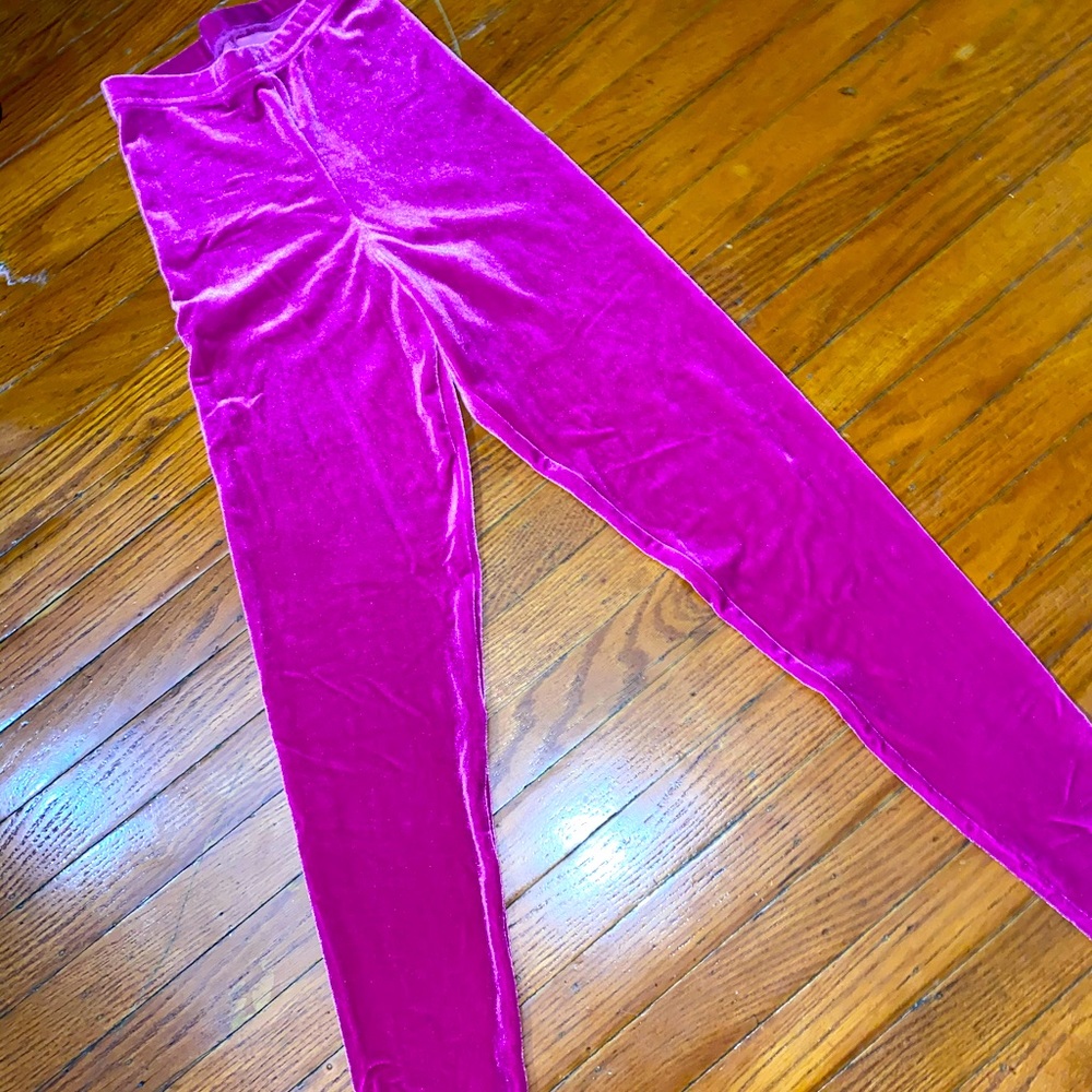 Fuchsia Velour American Apparel Leggings